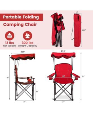 Portable Folding Beach Canopy Chair with Cup Holders