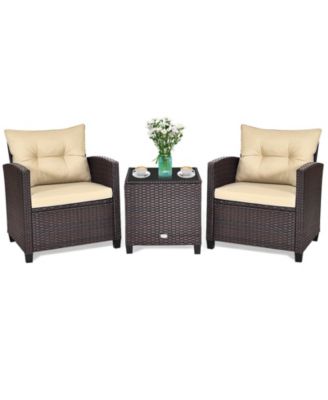 SUGIFT 3 Pieces Rattan Patio Furniture Set with Washable Cushion