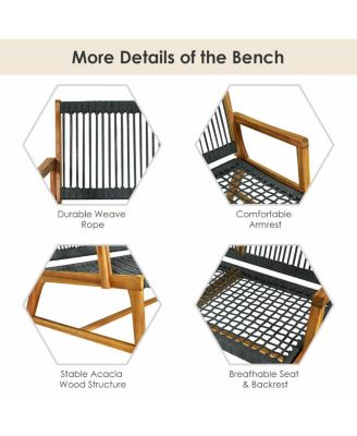 2-Person Acacia Wood Yard Bench for Balcony and Patio