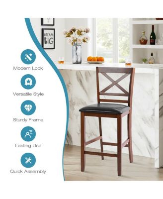 Set of 2 Bar Stools 25 Inch Counter Height Chairs