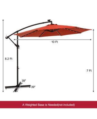 10 Ft Patio Solar LED 40 Lights Offset Umbrella Crank Cross Base