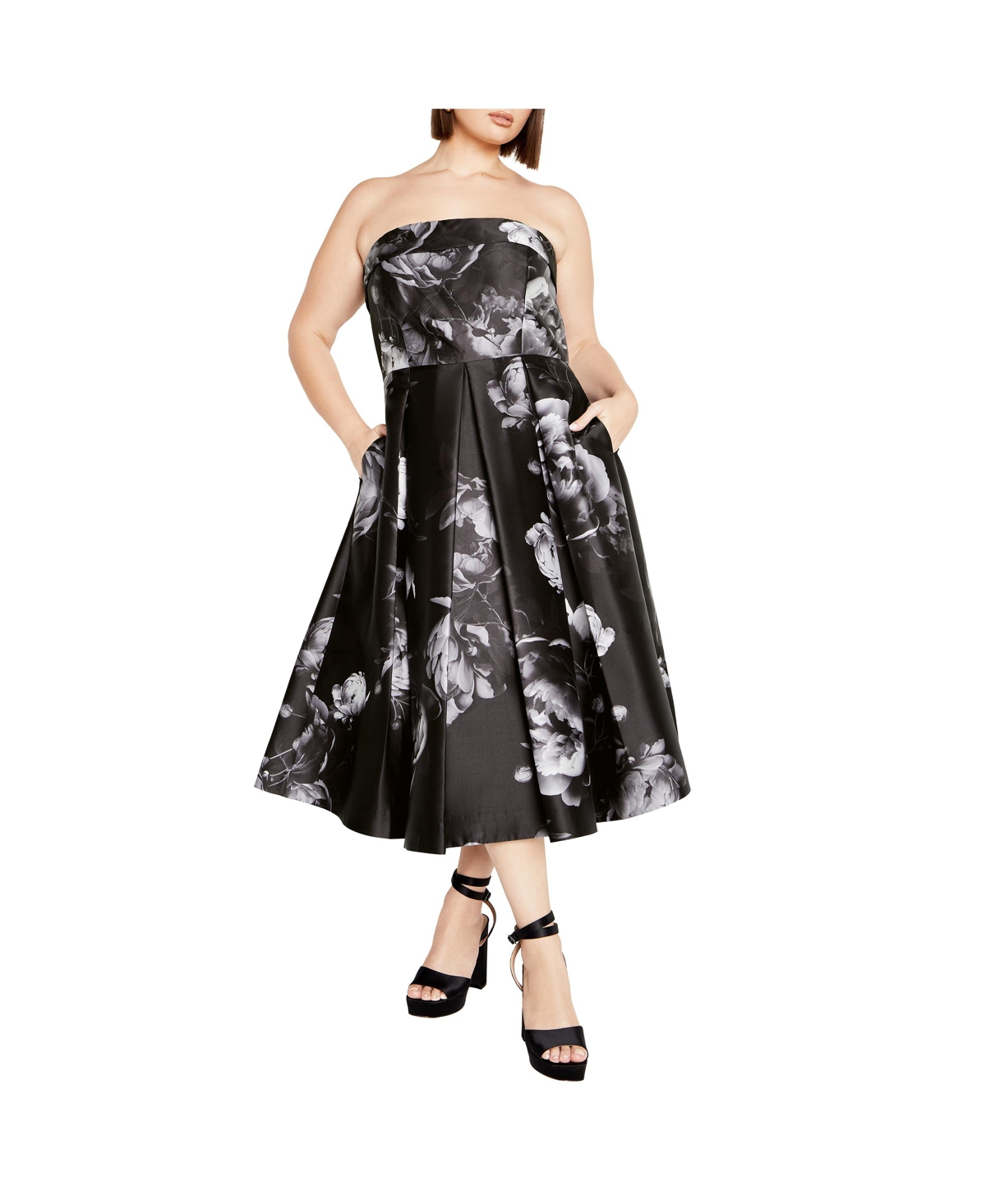 Plus Size Tiffany Bloom Dress - Black bloom