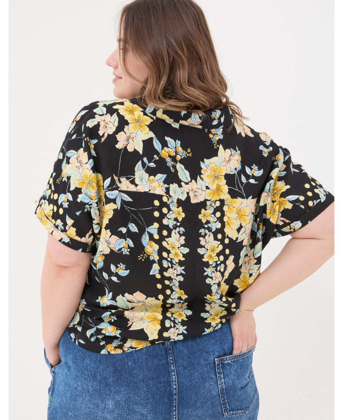 FatFace Plus Size Cali Citrus Floral Shirt