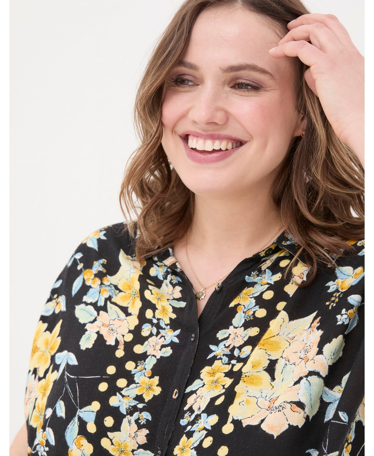 FatFace Plus Size Cali Citrus Floral Shirt