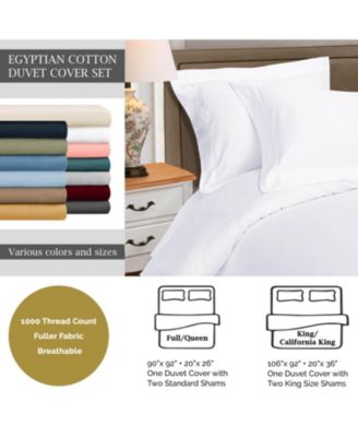 Egyptian Cotton 1000 Thread Count Solid Duvet Cover Set,King/California King