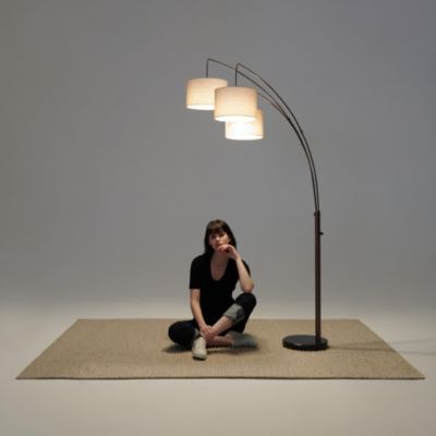 Trilage 84" LED Contemporary Arc Floor Lamp with Marble Base, Bulbs Included