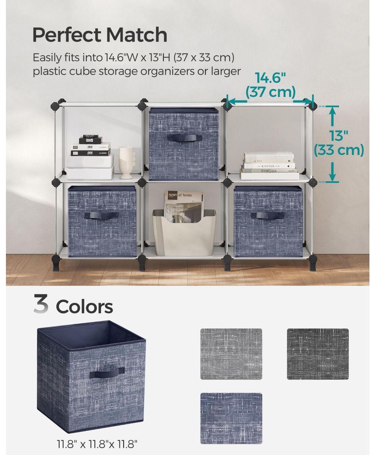 Slickblue Set Of 6 Fabric Storage Bins, Cube Storage Bins, Fabric Storage Bins With Dual Handles