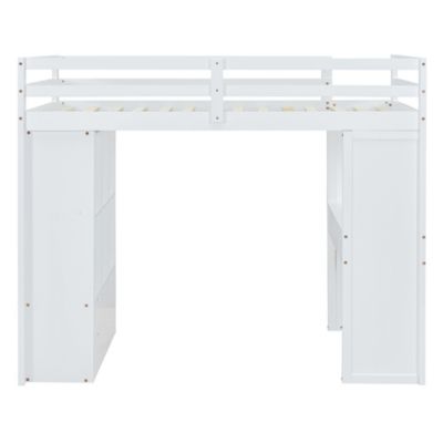 Twin Loft Bed with Shelves, Desk, and LED