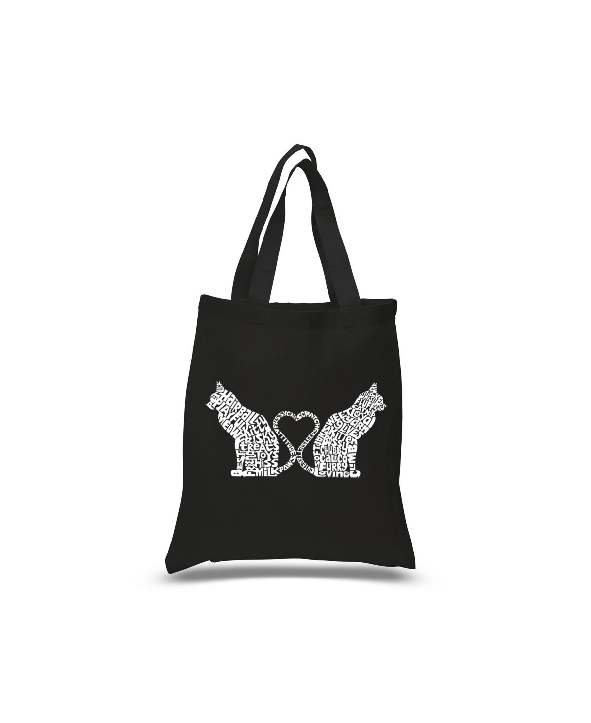 Cat Tail Hearts - Small Word Art Tote Bag - Sapphire