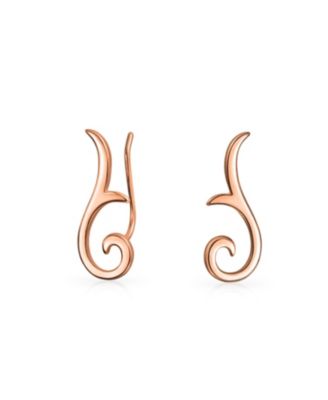 Scroll Design Ear Pin Crawlers Climber Earrings Gold Plated .925 Sterling Silver