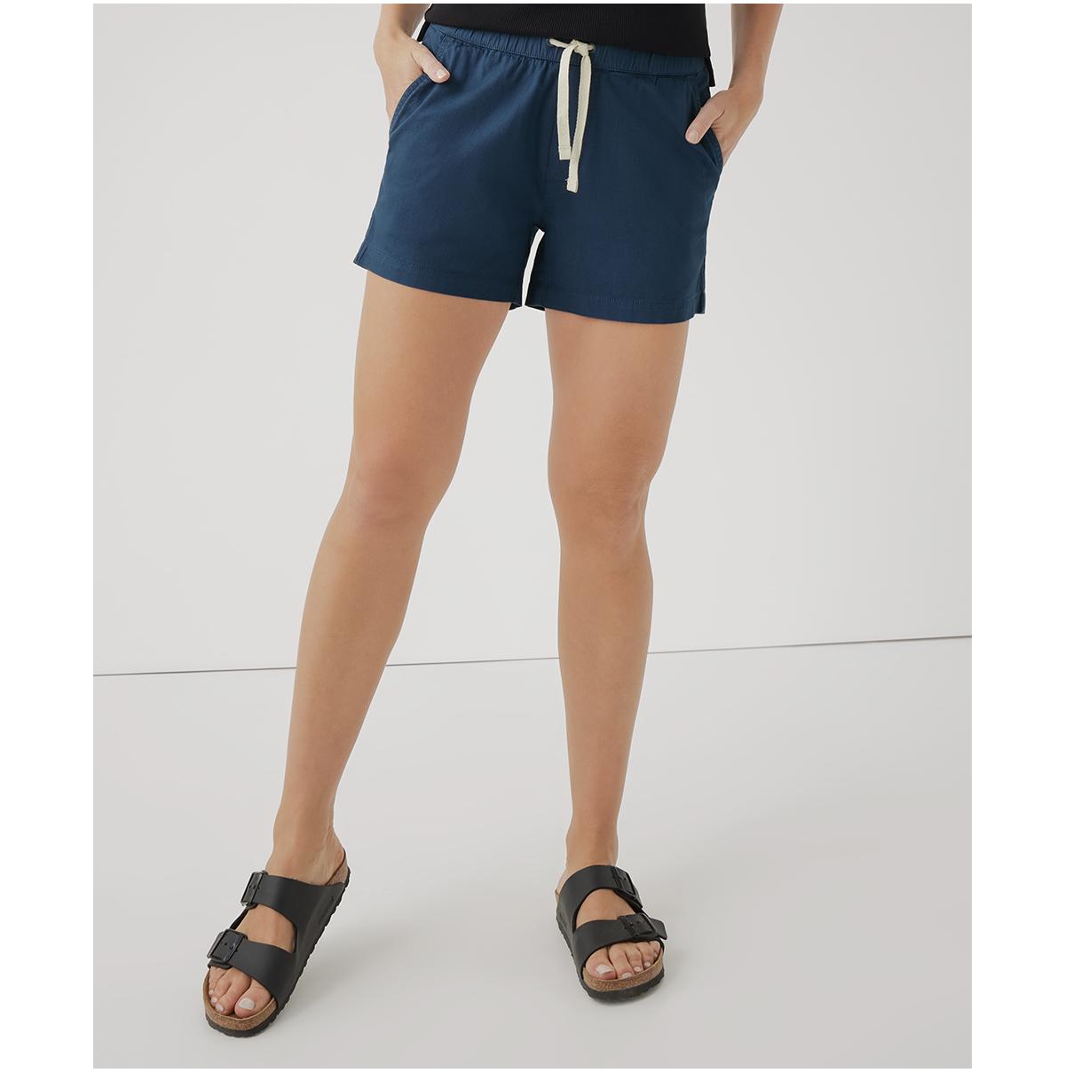 Plus Size Cotton Classic Woven Twill Drawstring Short - French navy