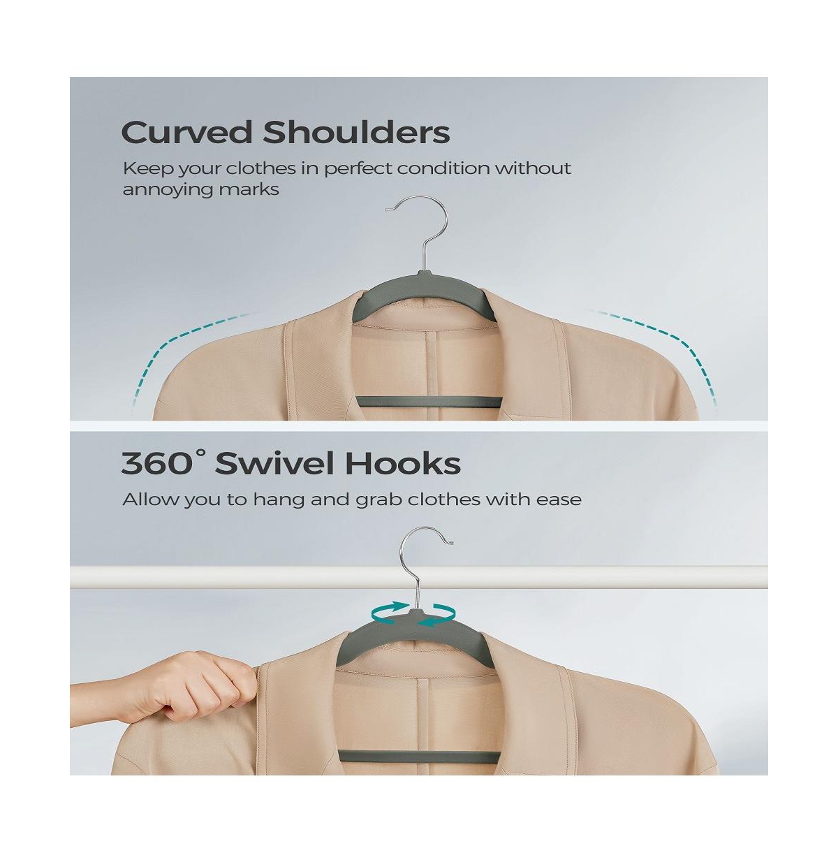 Slickblue 50-Pack Velvet Coat Hangers, Non-Slip Clothes Hangers with Shoulder Notches for Clothing Storage