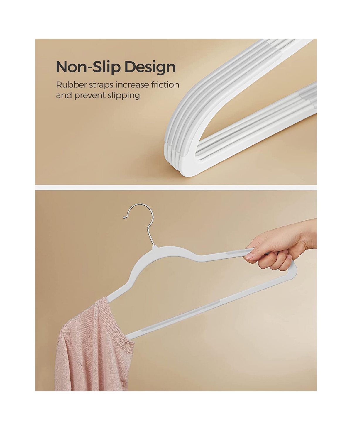 Slickblue Clothes Hangers, Pack of 50 Plastic Coat Hangers, Non-Slip, Space-Saving, Swivel Hook