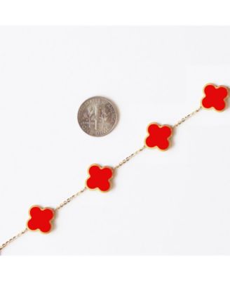 Large Coral Clover Bracelet 14K Gold