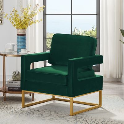 Gold base velvet accent chair, Jade