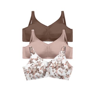 Women's 3-Pack Front-Close Cotton Wireless Bra