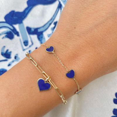 Lapis Heart Charm 14K Gold 10 millimeters