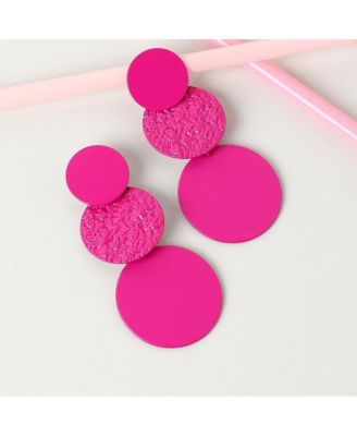 Women's Silver Dented Drop Earrings