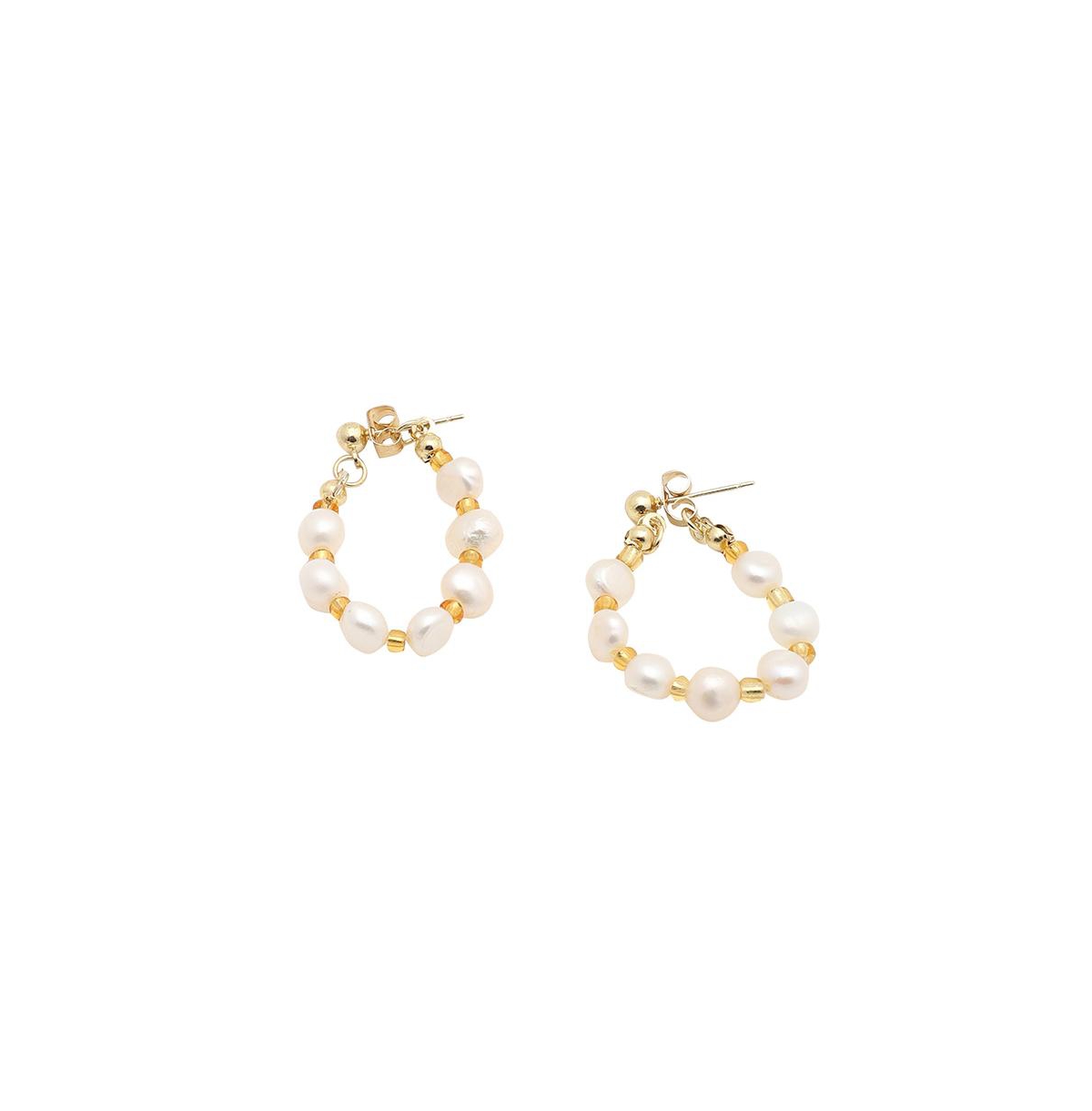 Women's Gold Snowball Teardrop Drop Earrings - White