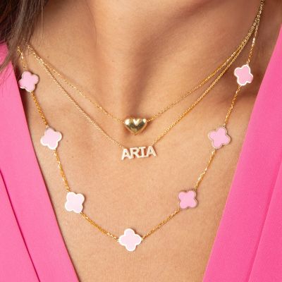 Gold Puffy Heart Necklace 14K Gold