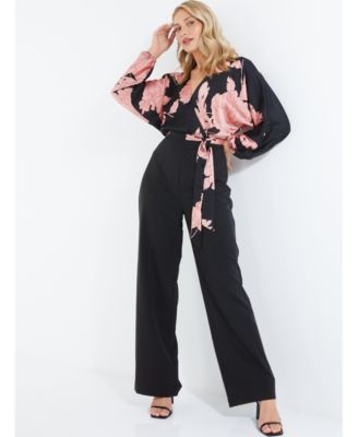 QUIZ Women s Satin Floral Wrap Palazzo Jumpsuit Macy s