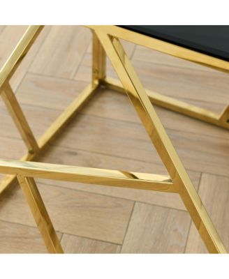 Rectangular Glass Top Coffee Table with Stainless Steel Frame