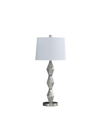 29.5" In Emil Moderne Geometric Glass Brushed Silver Table Lamp
