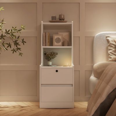 Locking Nightstand with Charging and Storage