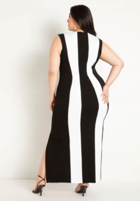 Women's Plus Size Striped Knit Maxi Dress
