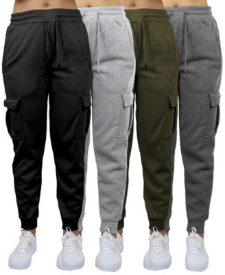Women's Heavyweight Loose Fit Fleece-Lined Cargo Jogger Pants-4PK