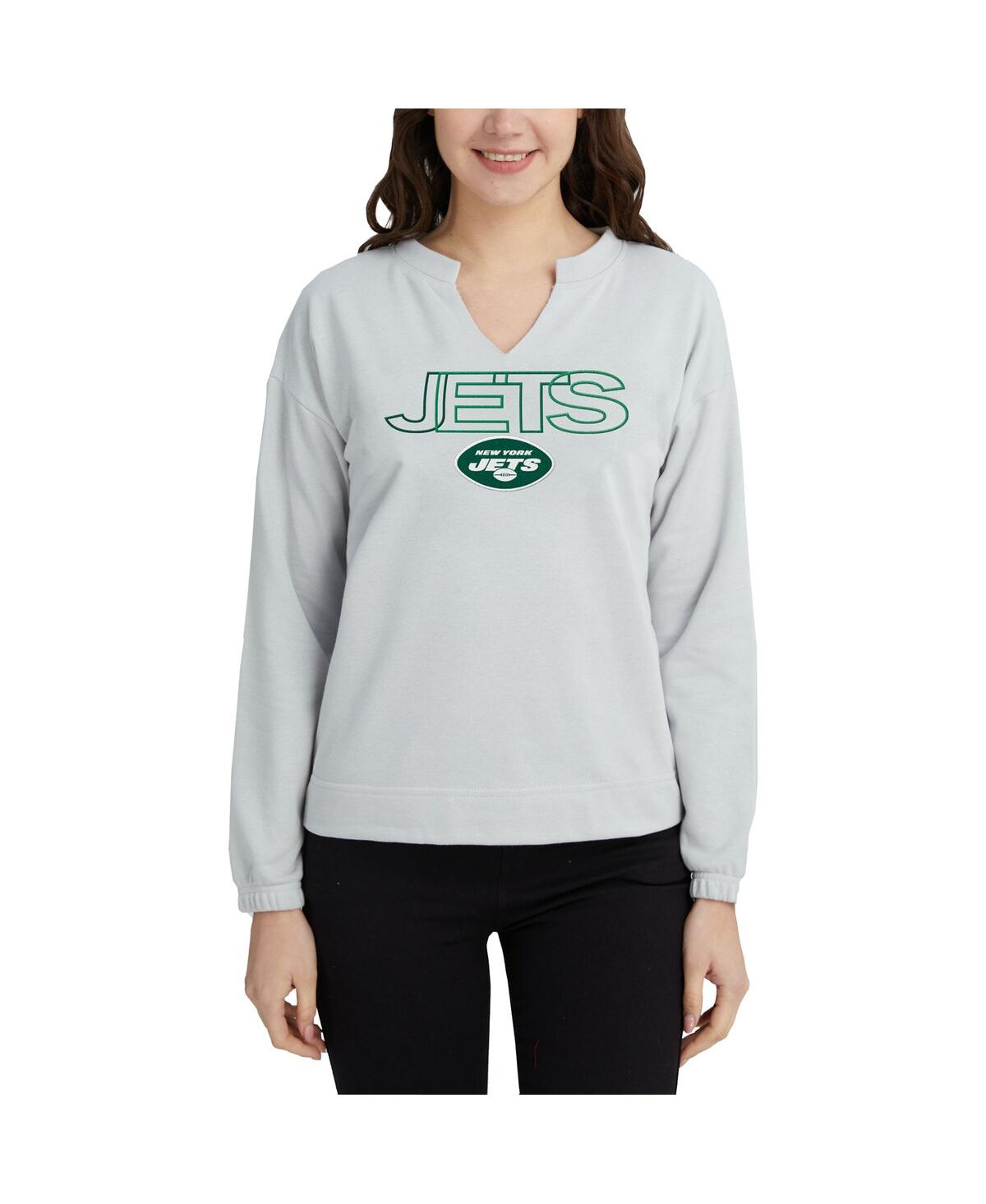Shop Concepts Sport Women's Gray New York Jets Sunray Notch Neck Long Sleeve T-shirt
