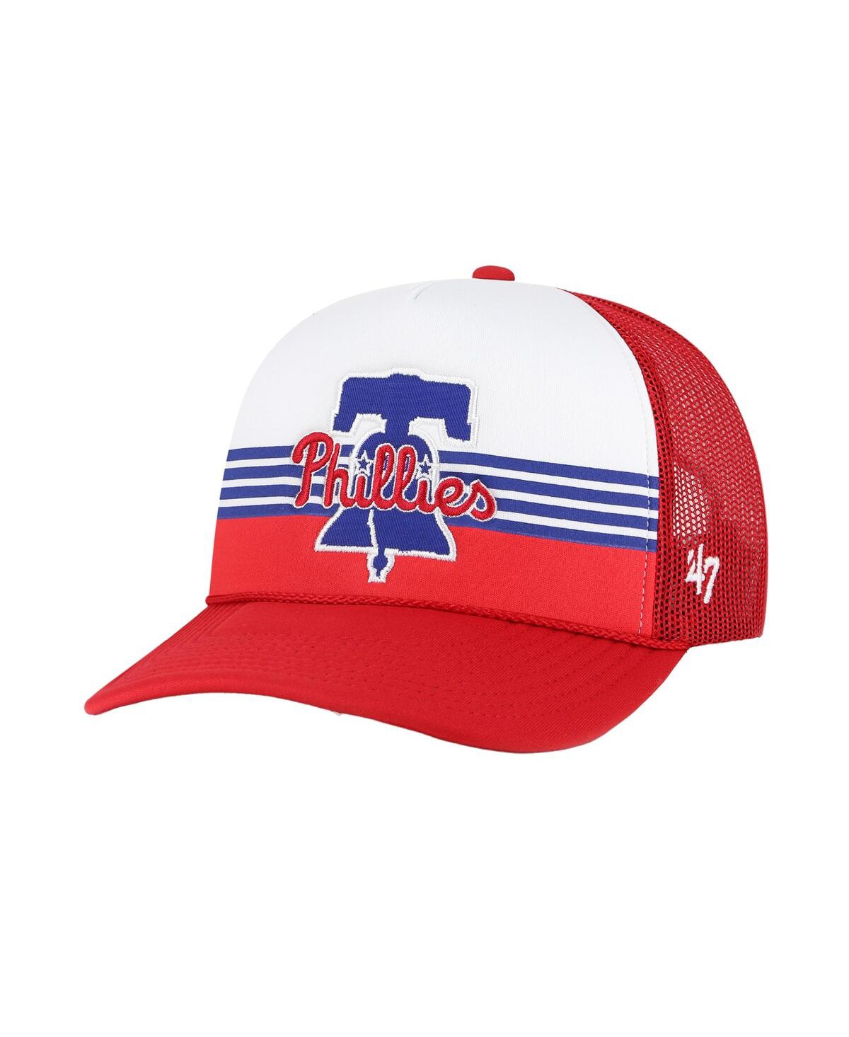 47 Brand Men's Red Philadelphia Phillies Lift Off Foam Front Mesh Trucker Adjustable Hat In Red