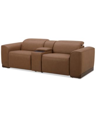 Lovro 3-Pc. Leather Sofa with 2 Power Motion Chairs & 1 Console, Created for Macy's