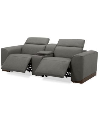 Lovro 3-Pc. Leather Sofa with 2 Power Motion Chairs & 1 Console