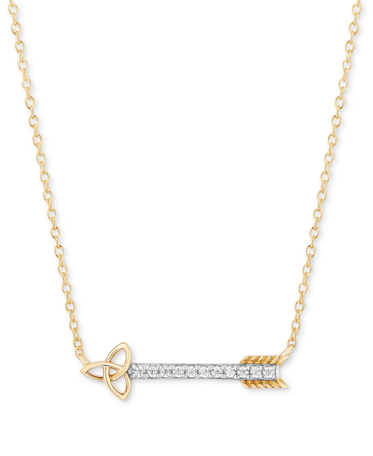 Diamond Arrow Merida Pendant Necklace (1/10 ct. t.w.) in 10k Gold, 16" + 2" extender - Yellow Gold