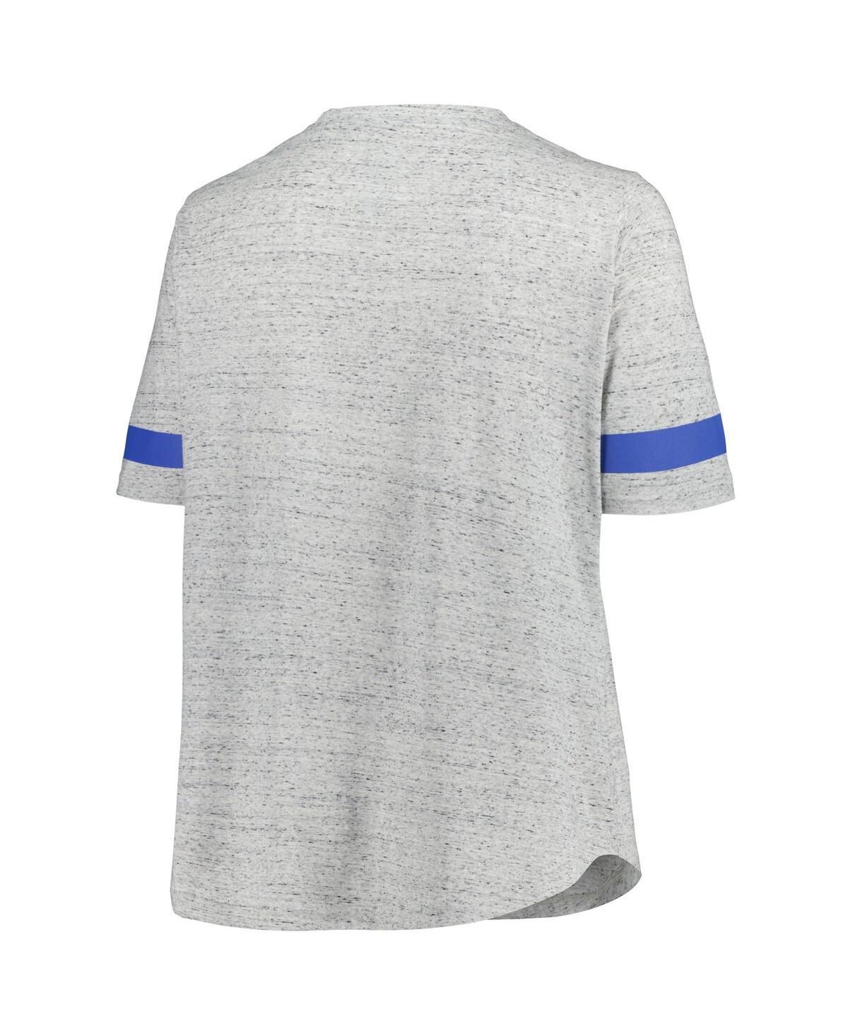 Fanatics Women's Heather Gray New York Rangers Plus Size Lace-up T-shirt In Heather Gray,royal