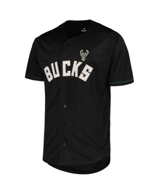 Men's Black Milwaukee Bucks Pop Baseball Jersey