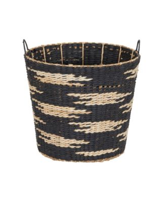 Tapered Woven Basket, Large Decorative Basket with Handles
