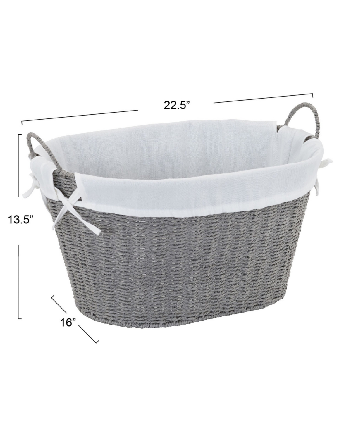 Household Essentials Woven Laundry Basket With Handles And Liner In Gray