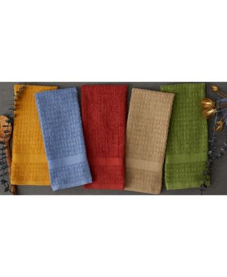 Basic Terry Collection Waffle Dishtowel Set, 15x26", Solid Stonewash Blue, 4 Piece