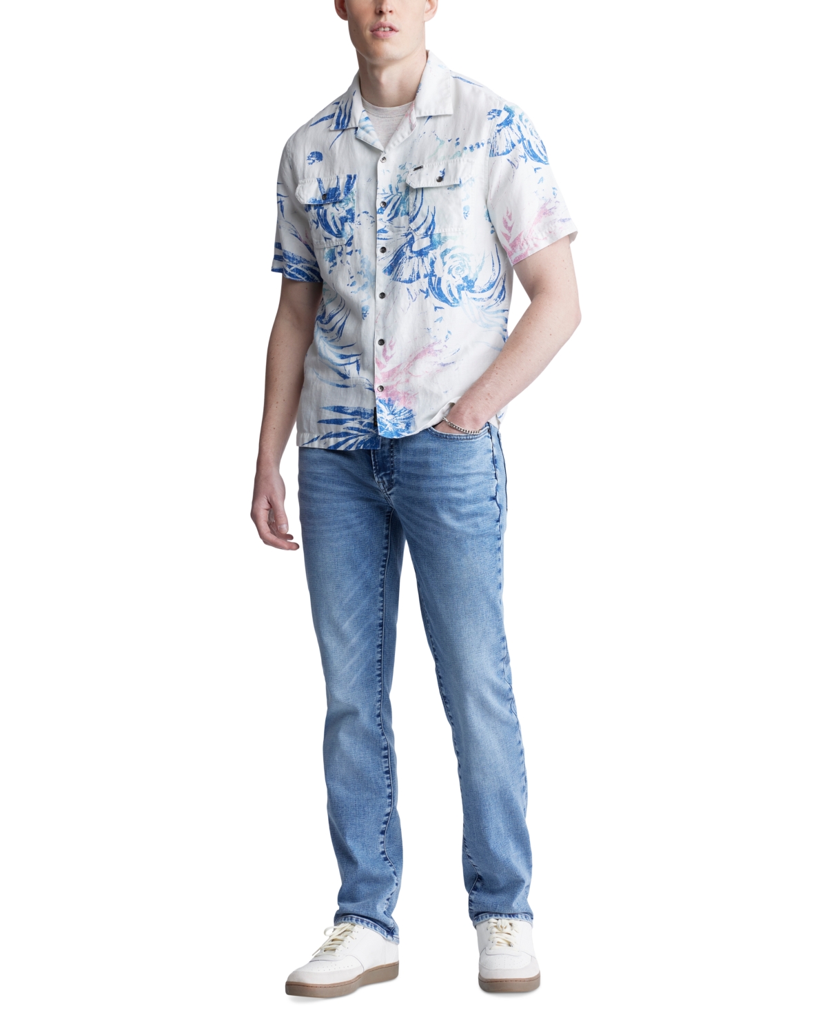 Buffalo David Bitton Men's Salaman Printed Short Sleeve Button-Front Camp Shirt