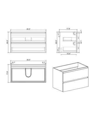 1Pc MDF Handle-Free Wall-Mounted Large Storage Bathroom Vanity with Resin Sink