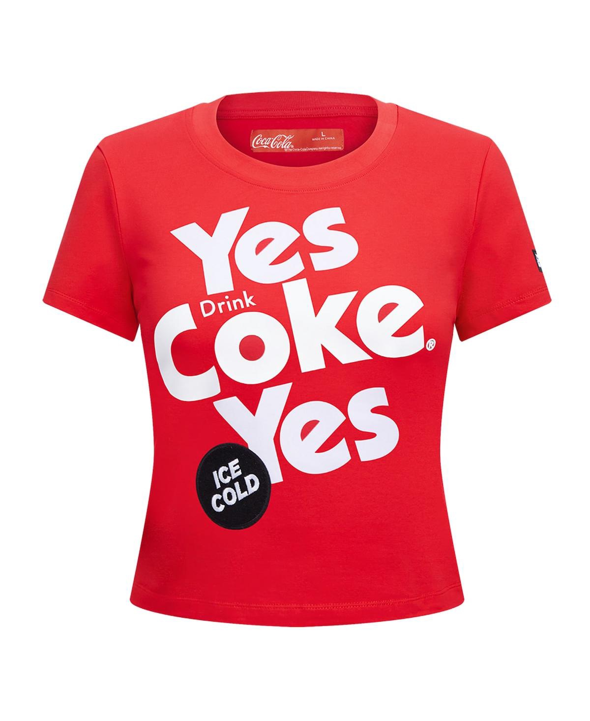 FREEZE MAX WOMEN'S RED COCA-COLA YES COKE YES BABY DOLL CROPPED T-SHIRT 