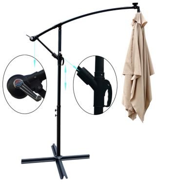 Streamdale Solar Powered LED Patio Umbrella, 8 Ribs, Crank and Cross Base