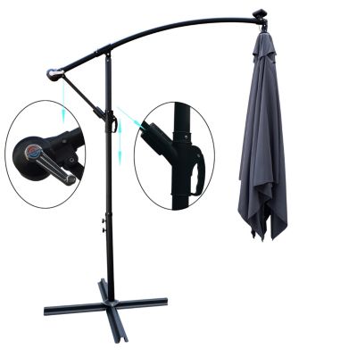 Streamdale Solar Powered LED Patio Umbrella with Crank & Base