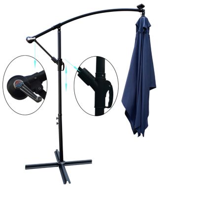 Streamdale Solar Powered LED Patio Umbrella, 8 Ribs, Crank and Cross Base