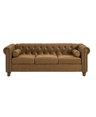 Streamdale Large Fabric Sofa – Chesterfield Design – Tufted Upholstery Living Room Couch
