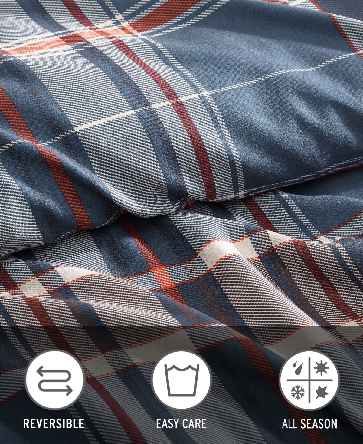 Eddie Bauer Shasta Lake Microsuede 2 Piece Duvet Cover Set, Twin In Medium Indigo