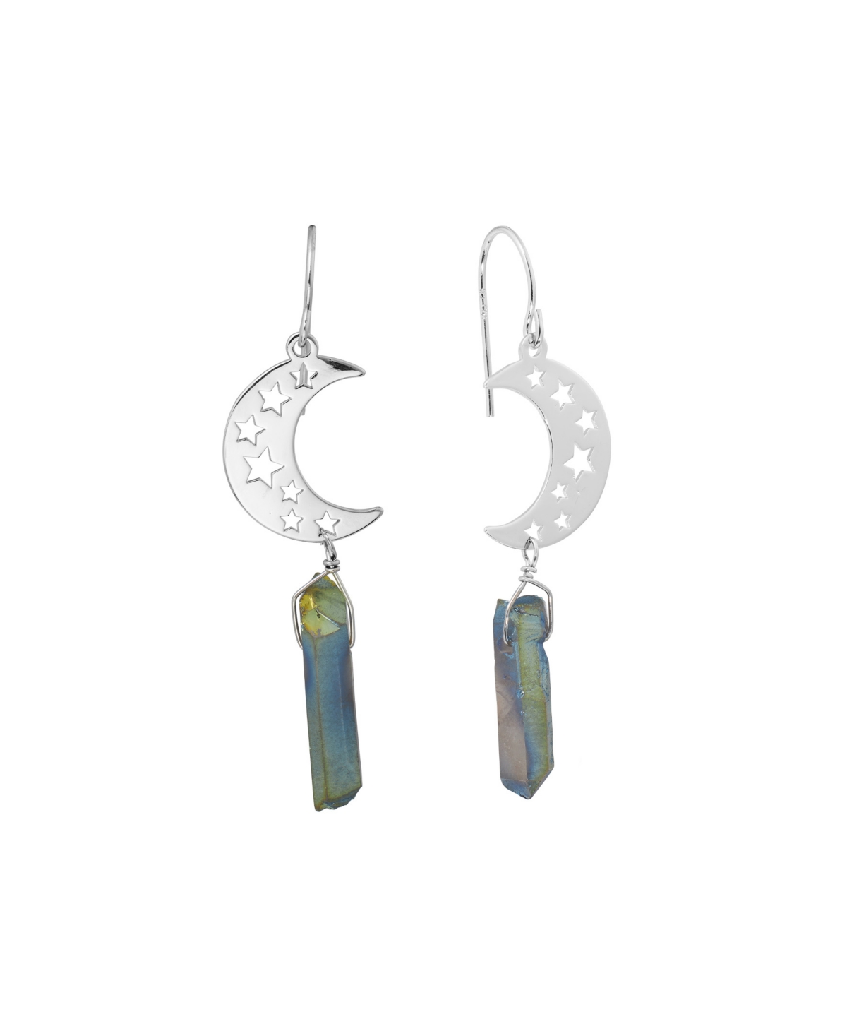 Macy's Aurora Borealis Or Mystic Quartz Silver Plated Half Moon Drop Earrings In Aurora Borealis