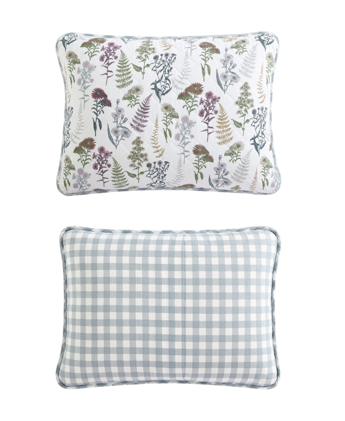 Eddie Bauer Flower Field Reversible 3 Piece Quilt Set, Full/queen In White,grey,green
